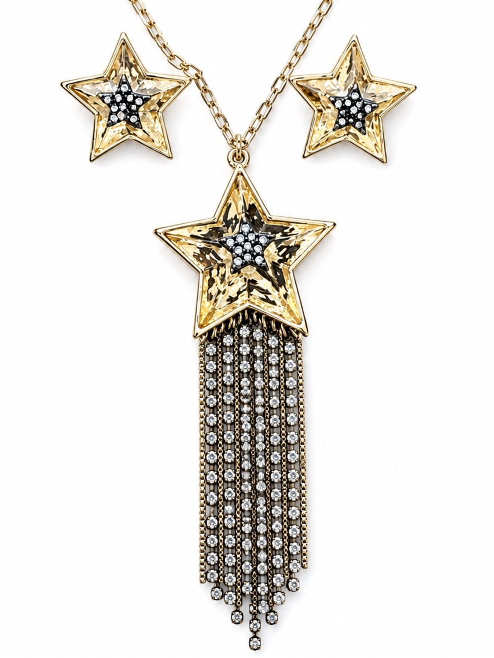 Betsey Johnson necklace & earring celestial star tassel punk